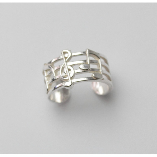 anillo plata notas musicales